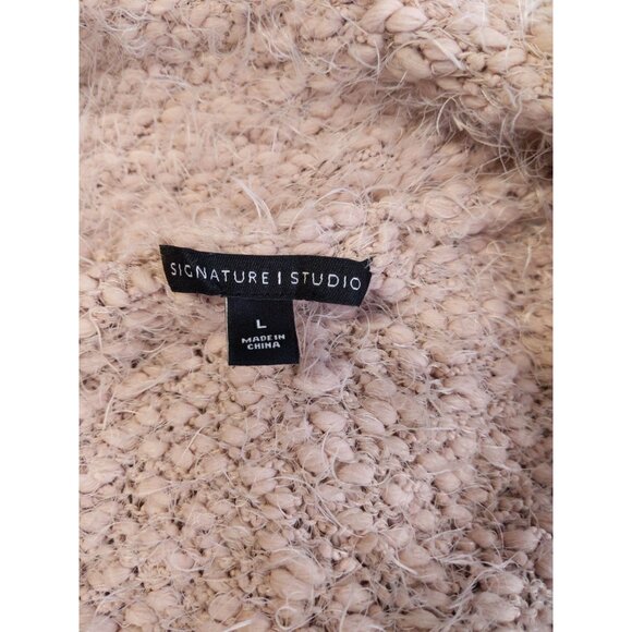 Signature Studio Women's Pink & white cardigan soft eyelash open front size L - Picture 4 of 7
